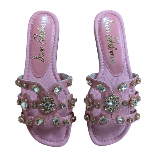 Sam Edelman Bay Ray Embellished Slide Sandal in Pink Size 6.5 - Picture 3 of 9